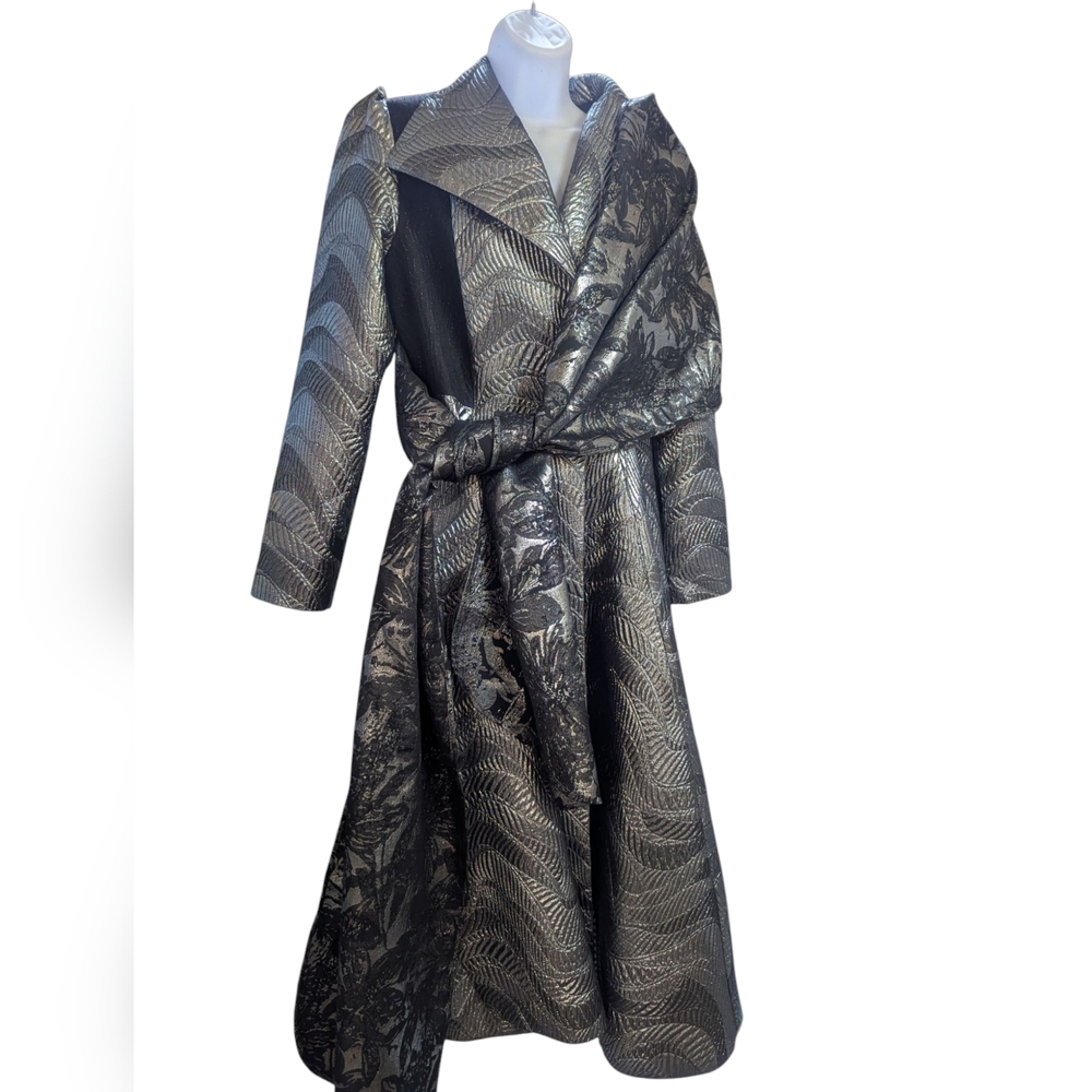 Elegant Black and Silver Patterned Coat
